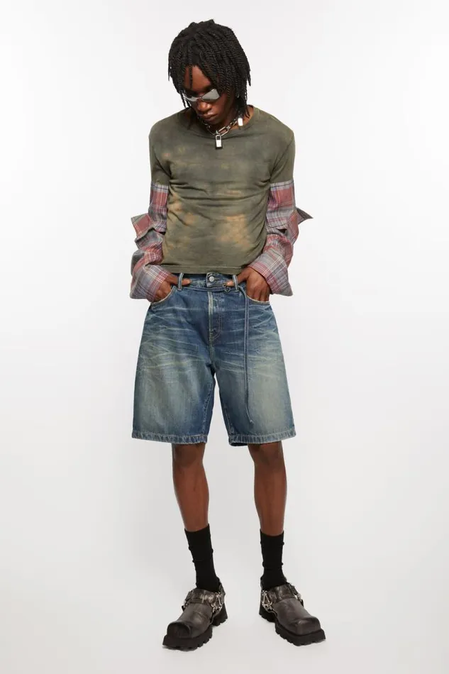 Acne Studios Loose Fit Denim Shorts Mid Blue Man Shorts