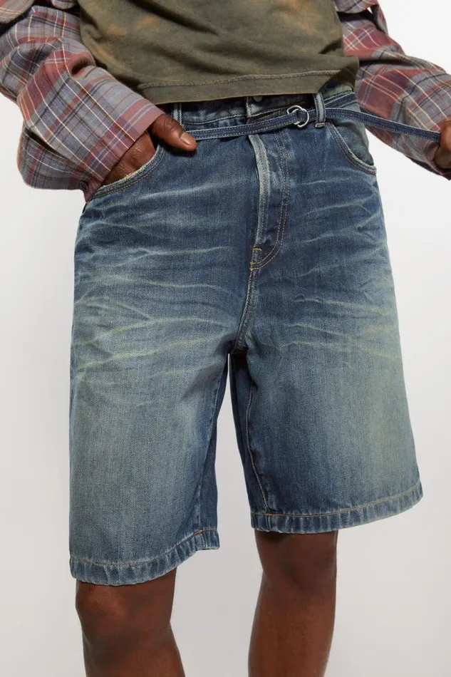 Acne Studios Loose Fit Denim Shorts Mid Blue Man Shorts