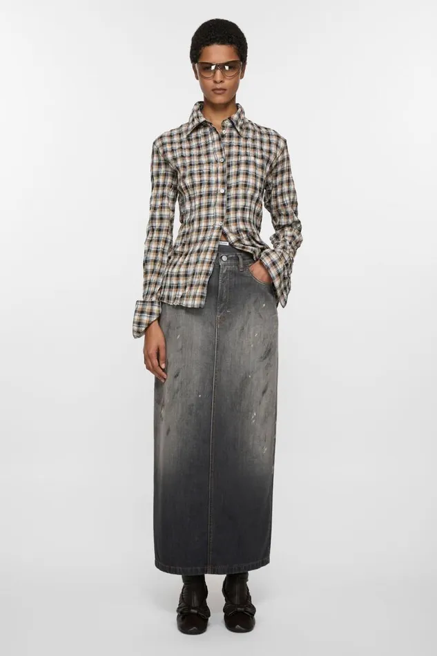 Acne Studios Midlength Denim Skirt Black Woman Skirts
