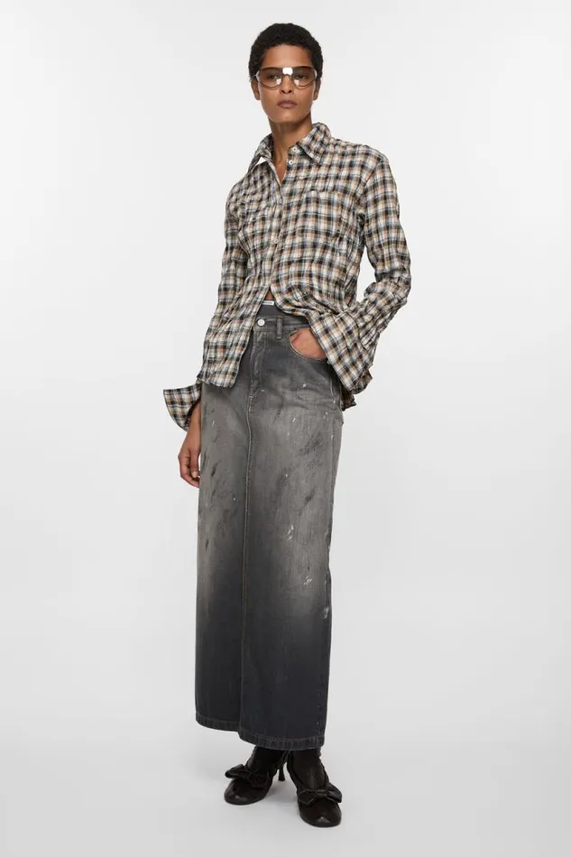 Acne Studios Midlength Denim Skirt Black Woman Skirts