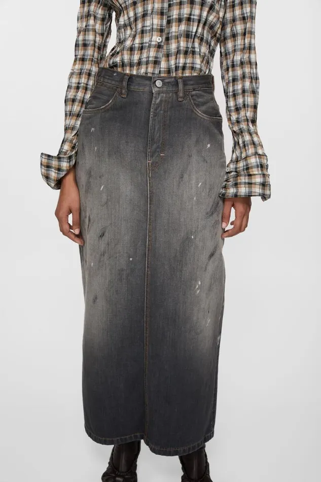 Acne Studios Midlength Denim Skirt Black Woman Skirts