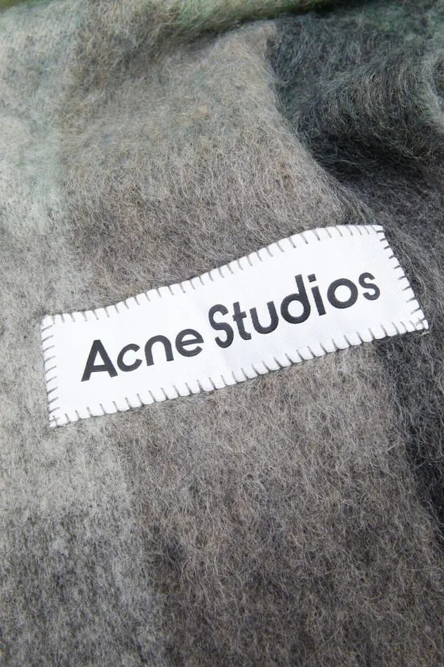 Acne Studios Mohair Checked Scarf Greengreyblack Woman Scarves