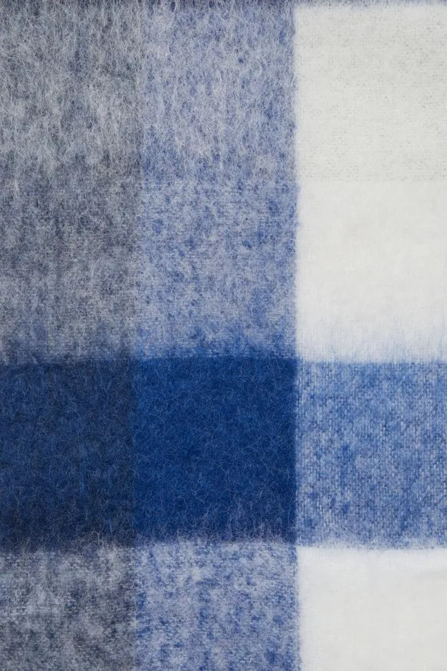 Acne Studios Mohair Checked Scarf Whitegreyroyal Blue Woman Scarves