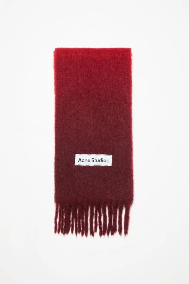 Acne Studios Mohair Dip Dye Scarf Red Woman Scarves