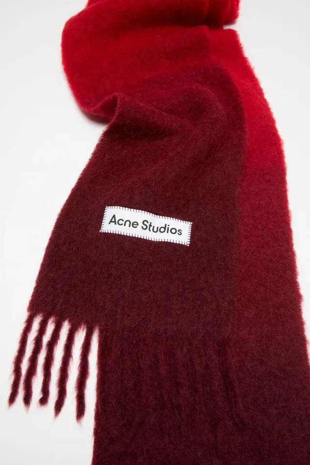 Acne Studios Mohair Dip Dye Scarf Red Woman Scarves