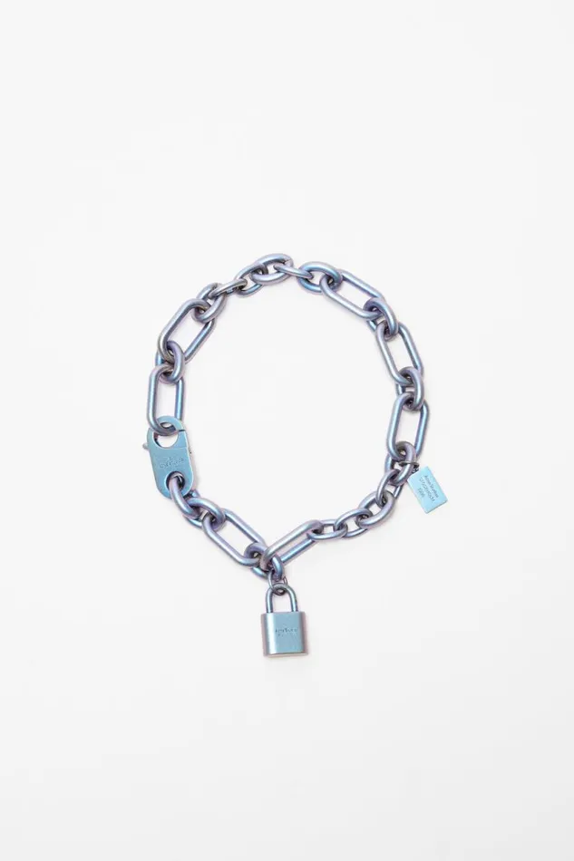 Acne Studios Padlock Chain Necklace Silver Blue Woman Jewellery