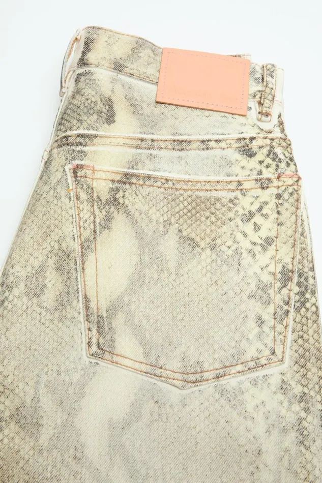 Acne Studios Printed Denim Trousers Multi Brown Woman Trousers