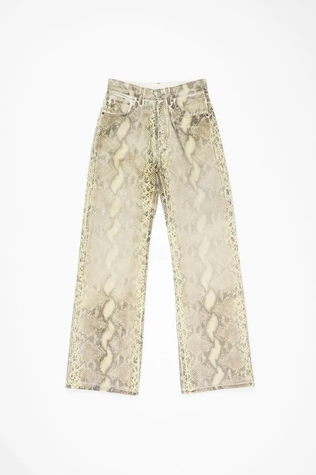 Acne Studios Printed Denim Trousers Multi Brown Woman Trousers