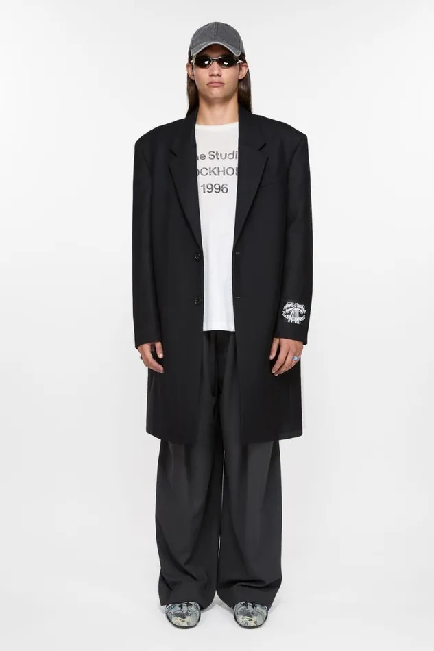 Acne Studios Singlebreasted Wool Coat Black Man Outerwear
