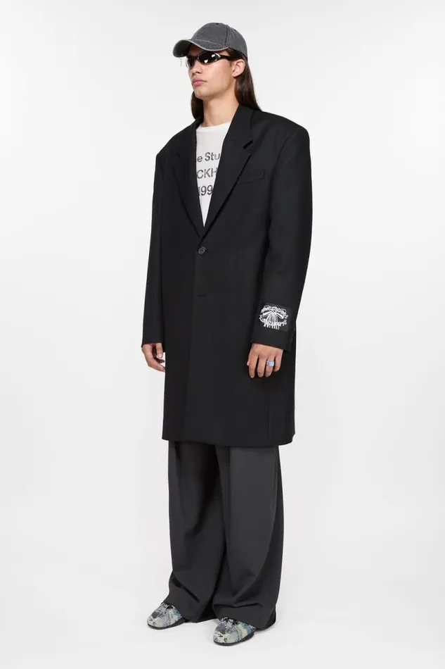 Acne Studios Singlebreasted Wool Coat Black Man Outerwear
