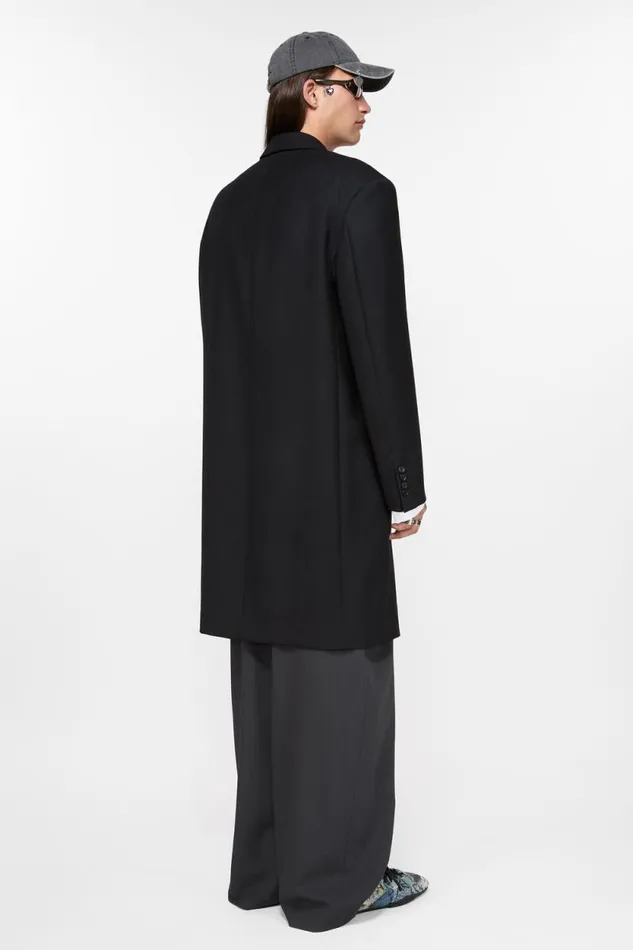 Acne Studios Singlebreasted Wool Coat Black Man Outerwear