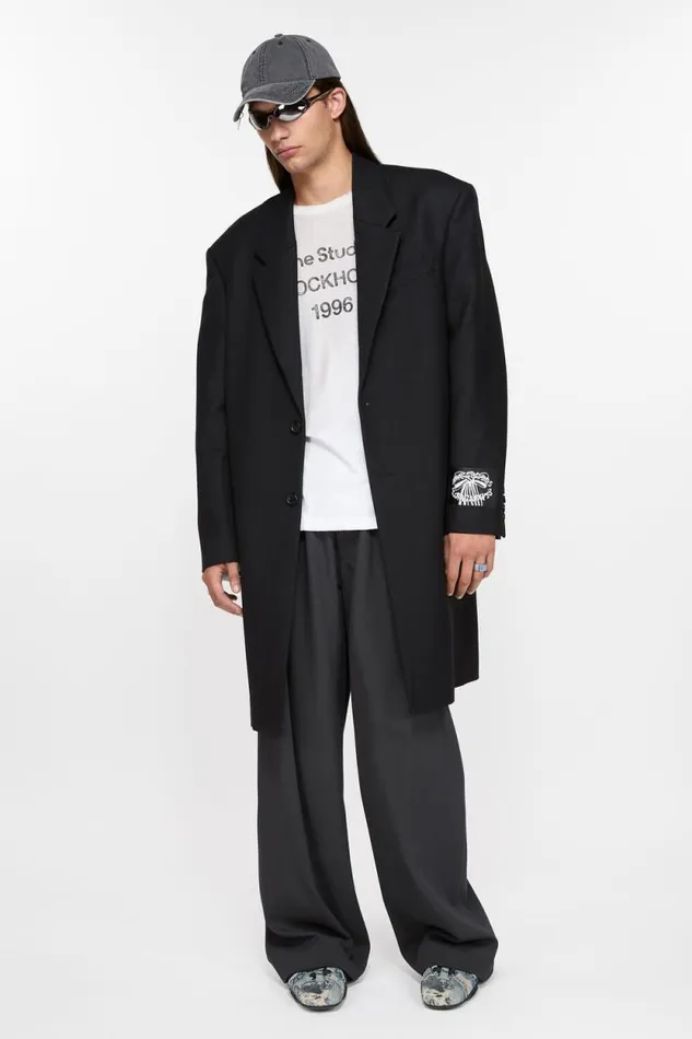 Acne Studios Singlebreasted Wool Coat Black Man Outerwear