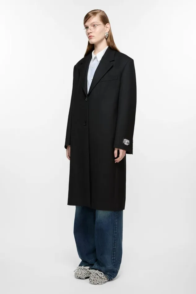 Acne Studios Singlebreasted Wool Coat Black Woman Outerwear