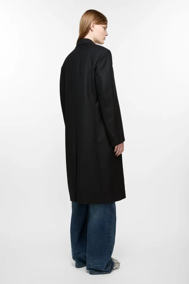 Acne Studios Singlebreasted Wool Coat Black Woman Outerwear