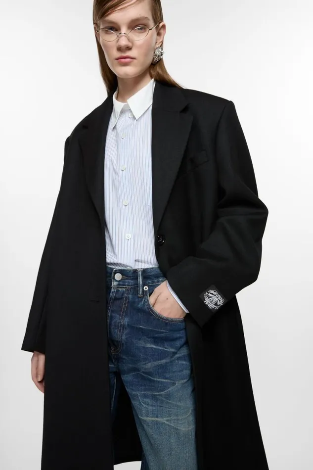 Acne Studios Singlebreasted Wool Coat Black Woman Outerwear