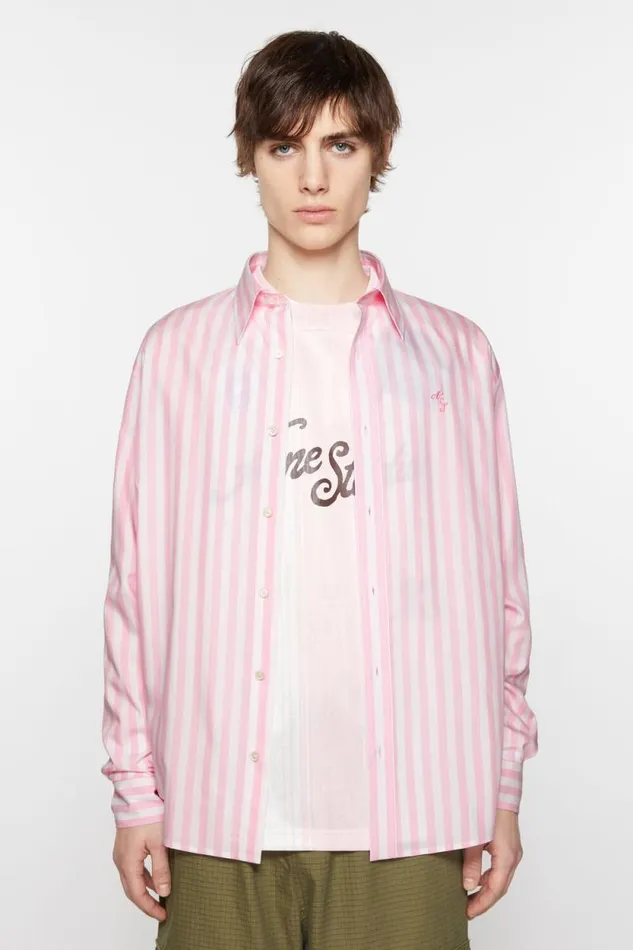 Acne Studios Stripe Buttonup Shirt Pinkwhite Man Shirts