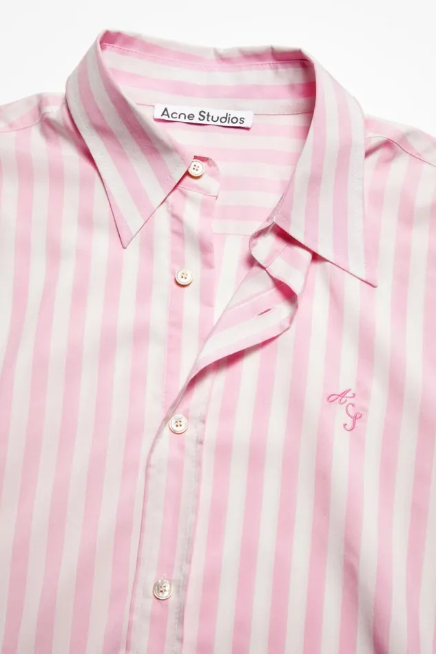 Acne Studios Stripe Buttonup Shirt Pinkwhite Man Shirts