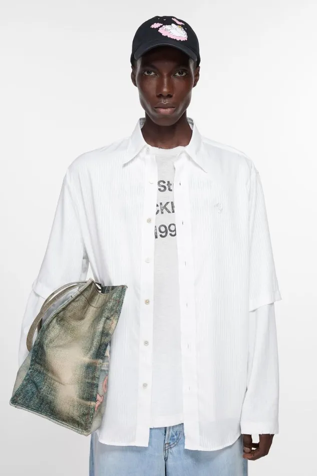 Acne Studios Stripe Buttonup Shirt White Man Shirts