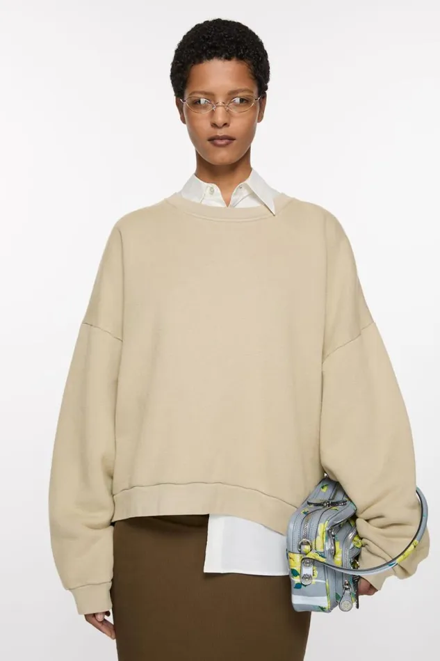 Acne Studios Sweater Logo Patch Concrete Grey Woman Sweatshirts