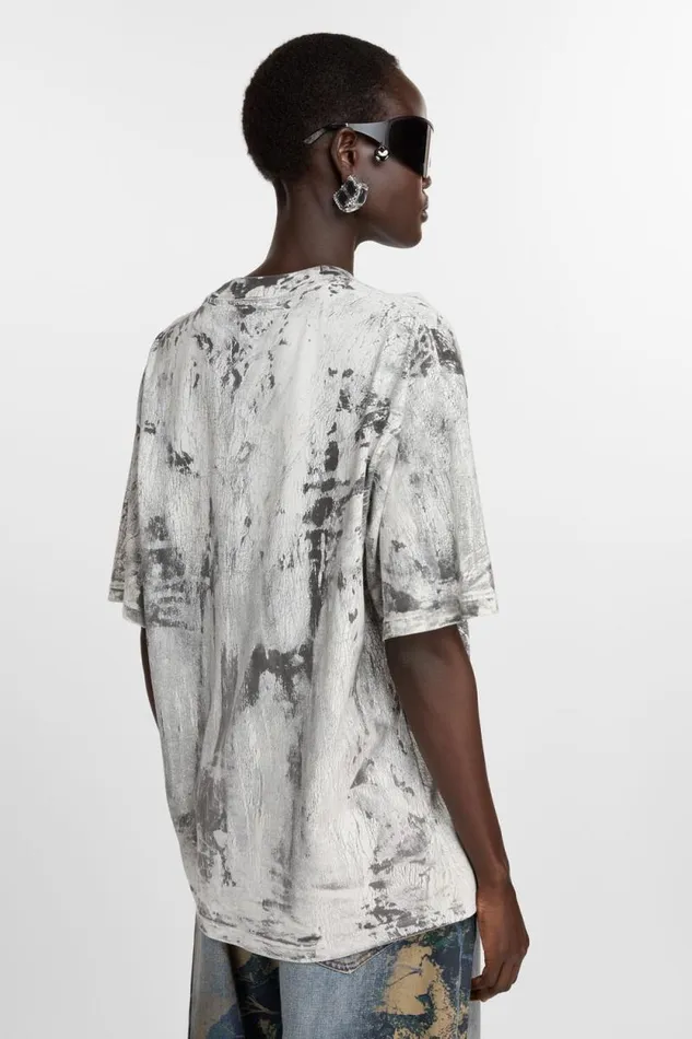 Acne Studios Tshirt Plaster Print Faded Black Woman Tshirts