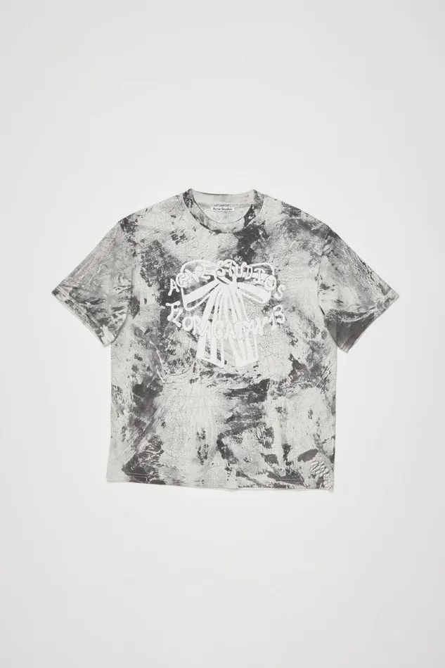 Acne Studios Tshirt Plaster Print Faded Black Woman Tshirts