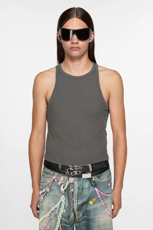 Acne Studios Tank Top 8211 Fitted Unisex Fit Faded Grey Man Tshirts