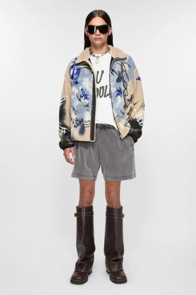 Acne Studios Teddy Jacquard Jacket Beige Man Outerwear