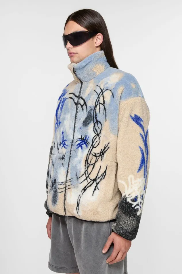 Acne Studios Teddy Jacquard Jacket Beige Man Outerwear