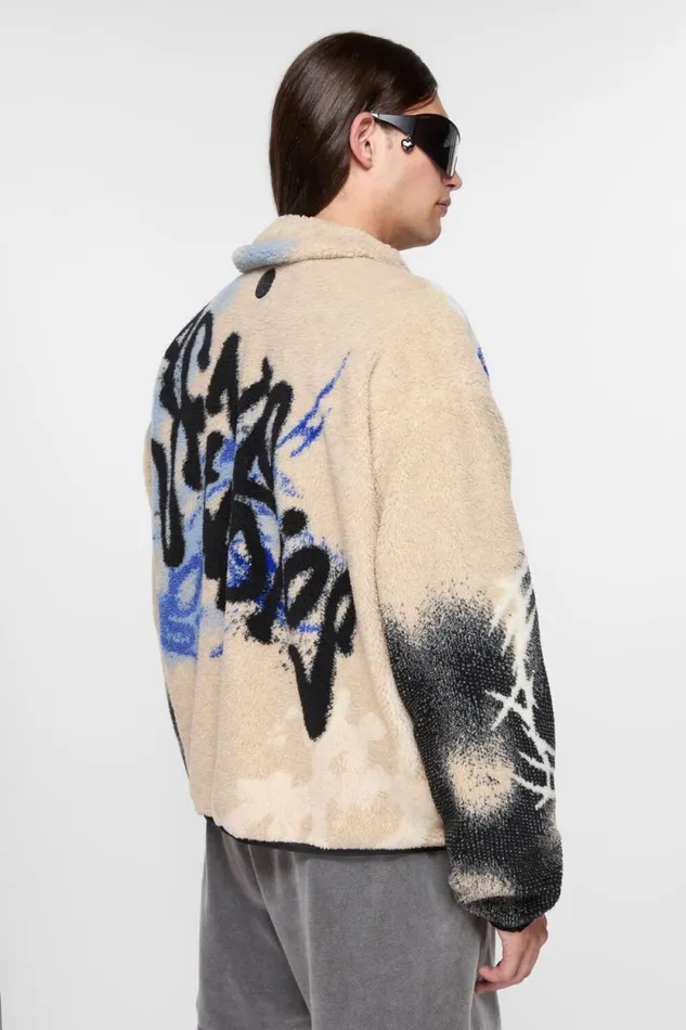 Acne Studios Teddy Jacquard Jacket Beige Man Outerwear
