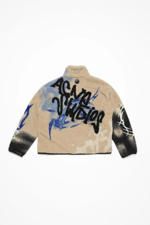 Acne Studios Teddy Jacquard Jacket Beige Man Outerwear