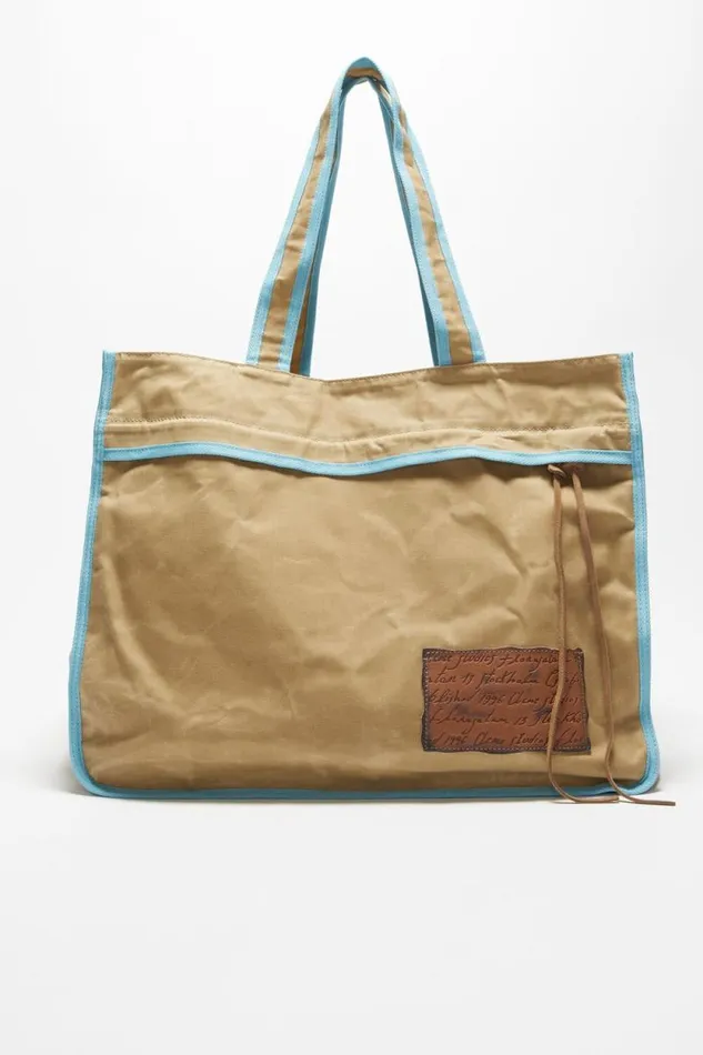 Acne Studios Tote Bag Beigeblue Man Bags