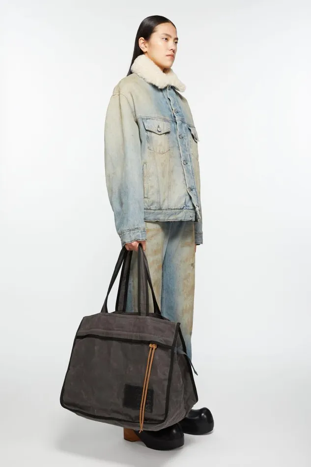 Acne Studios Tote Bag Greyblack Woman Bags
