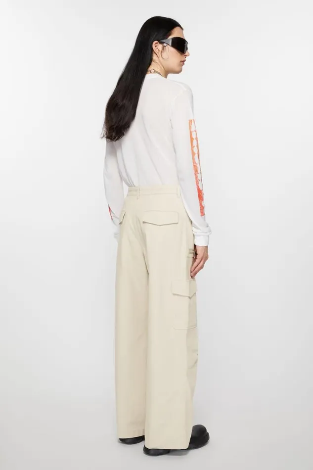 Acne Studios Twill Trousers Ivory White Man Trousers