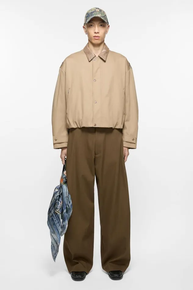 Acne Studios Twill Trousers Olive Green Man Trousers