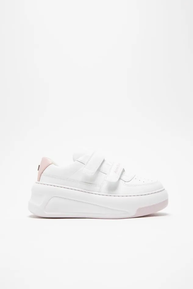 Acne Studios Velcro Strap Platform Sneakers Optic Whitepink Woman Shoes