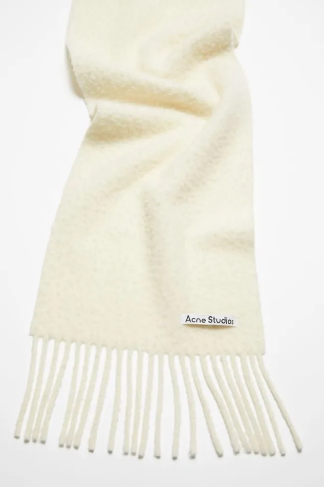 Acne Studios Wool Fringe Scarf Warm White Woman Scarves