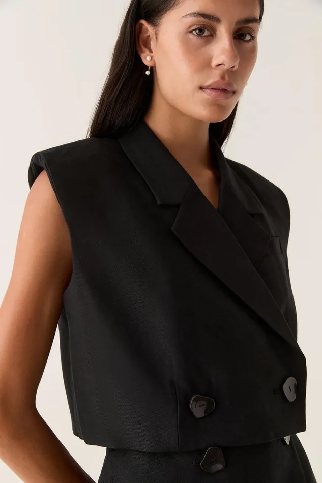 Aje Blazers Jackets and Coats Flight Oversized Crop Vest Black 8211 Women