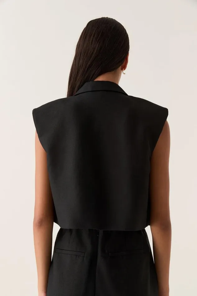 Aje Blazers Jackets and Coats Flight Oversized Crop Vest Black 8211 Women