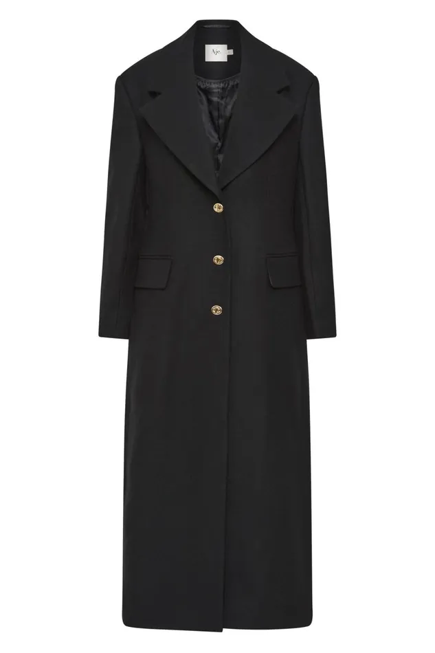 Aje Blazers Jackets and Coats Minaret Long Line Wool Coat Black 8211 Women