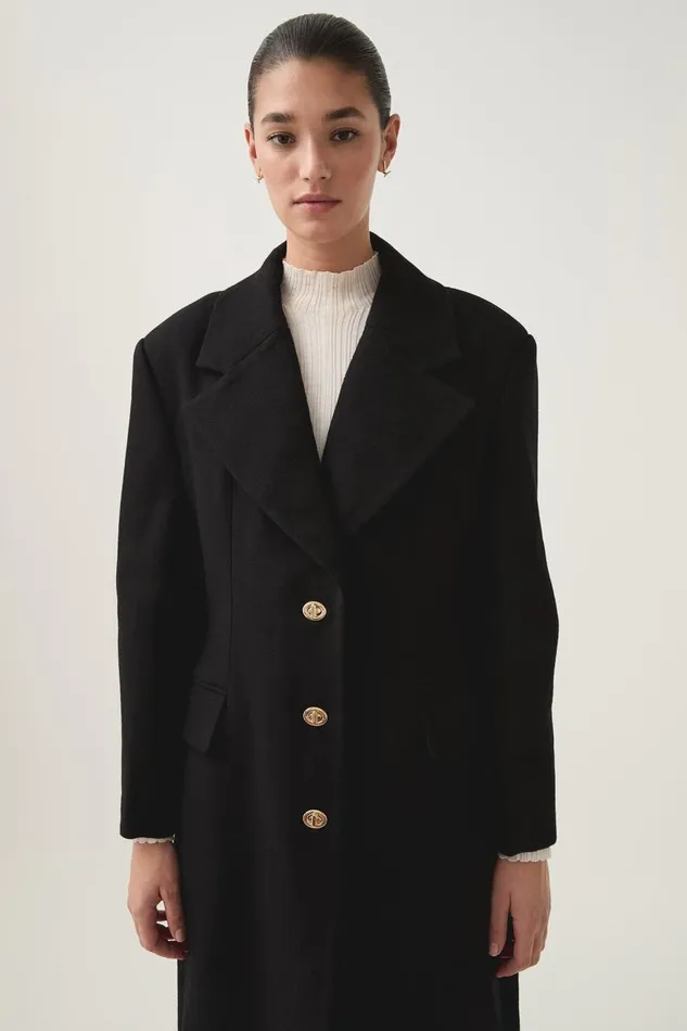 Aje Blazers Jackets and Coats Minaret Long Line Wool Coat Black 8211 Women