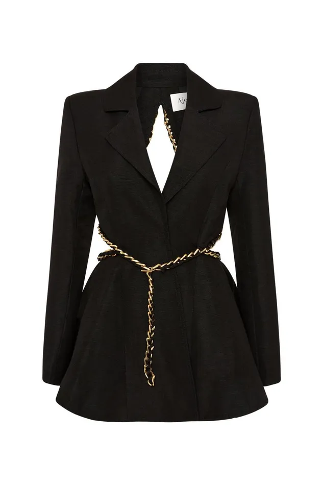 Aje Blazers Jackets and Coats Opal Backless Chainlink Jacket Black 8211 Women