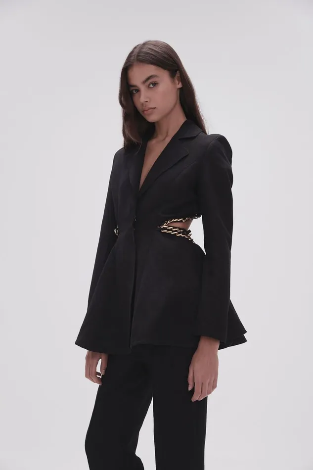 Aje Blazers Jackets and Coats Opal Backless Chainlink Jacket Black 8211 Women