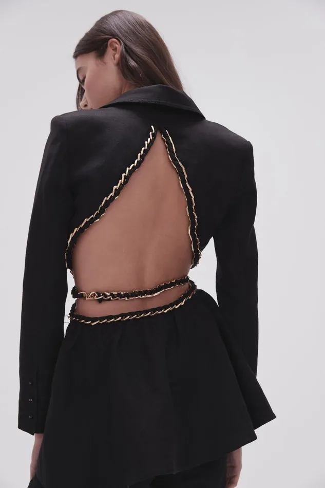 Aje Blazers Jackets and Coats Opal Backless Chainlink Jacket Black 8211 Women
