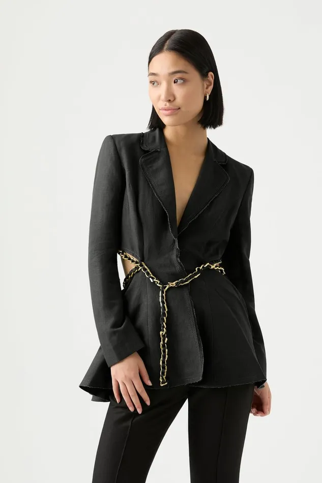 Aje Blazers Jackets and Coats Opal Backless Chainlink Jacket Black 8211 Women