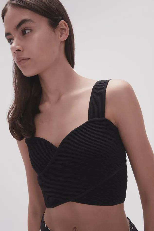 Aje Body and Crepe Knit Sybil Twist Knit Bustier Black 8211 Women Aje Body and Crepe Knit Sybil Twist Knit Bustier Black 8211 Women