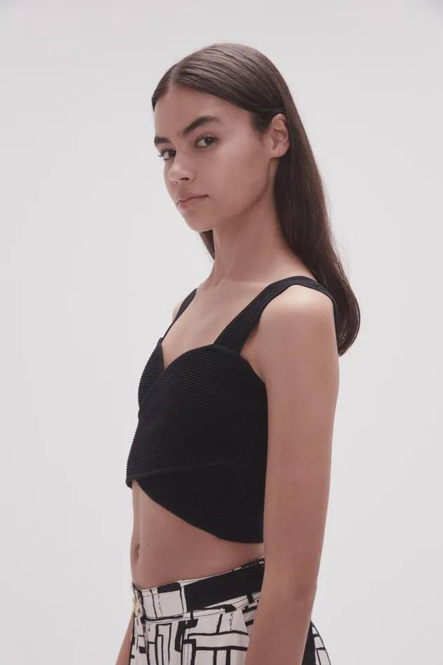 Aje Body and Crepe Knit Sybil Twist Knit Bustier Black 8211 Women Aje Body and Crepe Knit Sybil Twist Knit Bustier Black 8211 Women