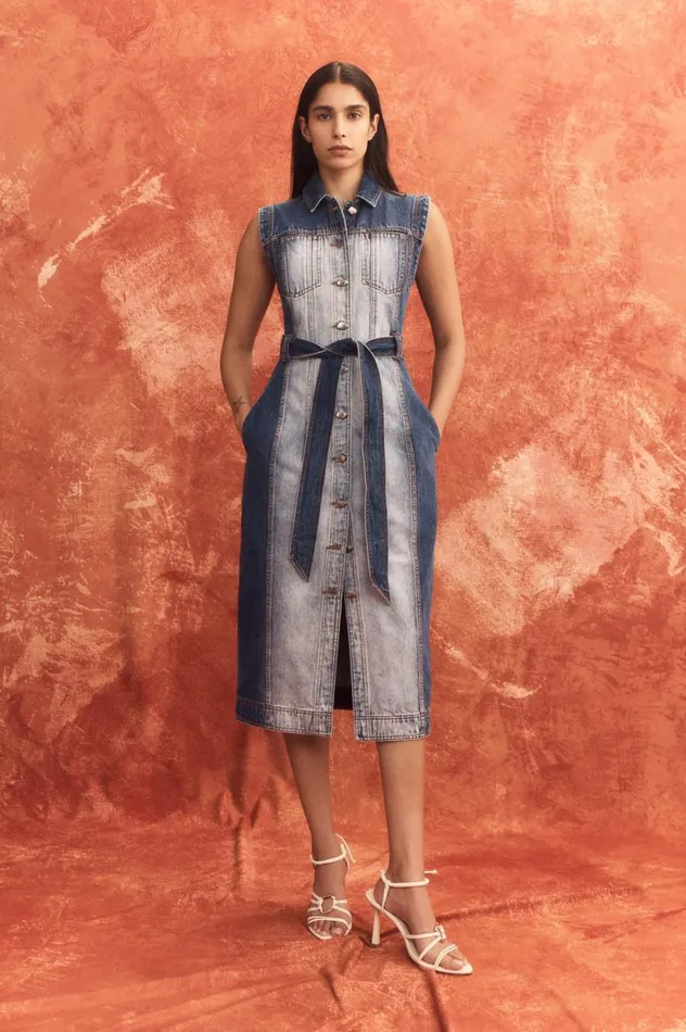 Aje Denim Darcie Denim Midi Dress Two Tone Indigo 8211 Women
