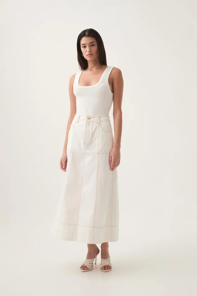 Aje Denim Emilie Denim Midi Skirt White 8211 Women