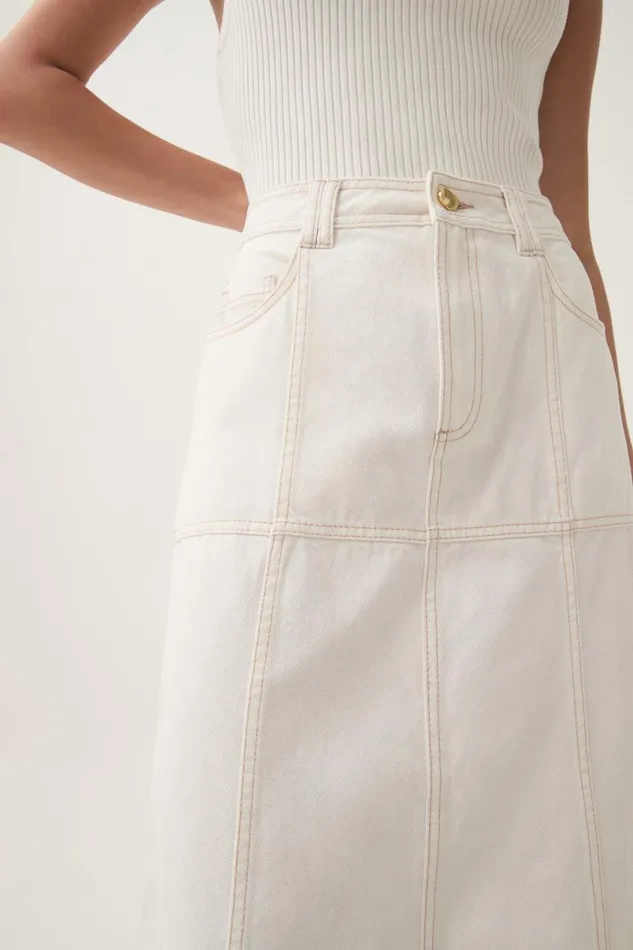 Aje Denim Emilie Denim Midi Skirt White 8211 Women