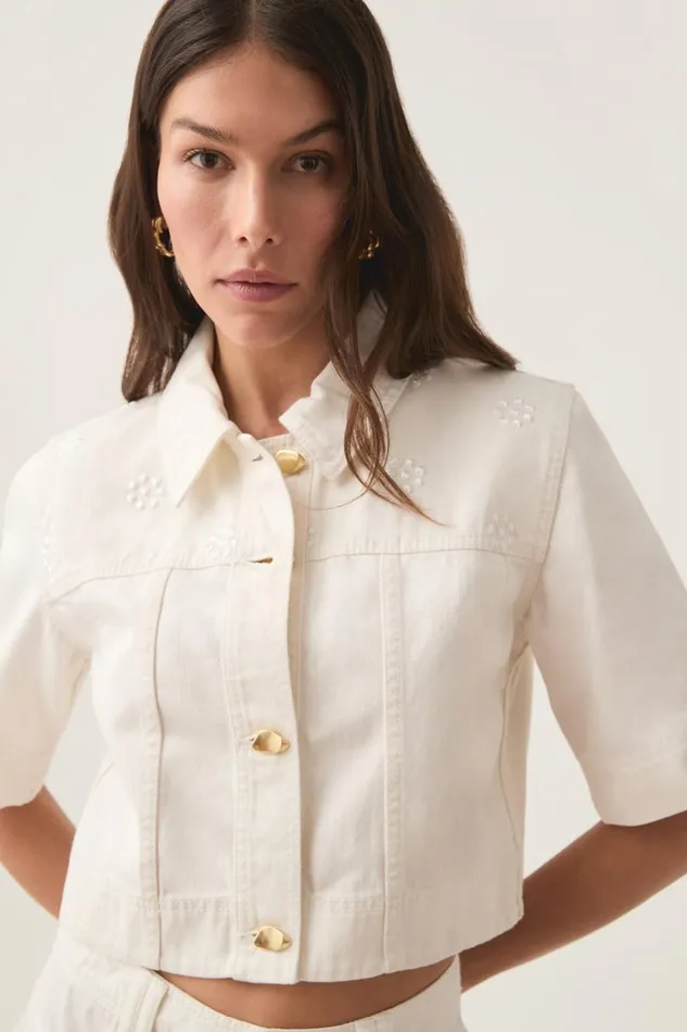 Aje Denim Ren Denim Crop Shirt White 8211 Women Aje Denim Ren Denim Crop Shirt White 8211 Women